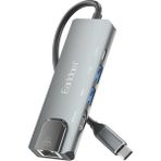 Earldom W27 5in1 1 Adet 4K HDMI / 2 Adet USB / 1 Adet Type-C Çıkışlı / 1 Adet RJ45 100 Mbps Ethernet Çıkışlı Type-C Girişli Hub Dönüştürücü - Gri