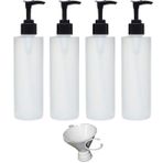 Earth's Essentials Dört Paket Doldurulabilir 8 oz. Huni Üzerinde Patentli Vidalı HDPE Plastik Pompa Şişeleri - Losyon, Şampuan ve Masaj Yağları Dağıtmak İçin Harika.
