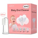EASICUTI 62 Adet Bebek Dil Temizleyici, Bebek Oral Temizleyici, Yenidoğan Bebek Diş Fırçası, Tek Kullanımlık Bebek Diş Fırçası Temiz Bebek Ağzı, Gazlı Bez Diş Temizleyici Çubuk Diş Bakımı 0-36 Aylık Bebek için + 1 Parmak Diş Fırçası Kılıflı