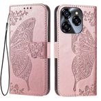 EASSGU Akıllı telefon için deri cep telefonu kılıfı, Oukitel C50 ile uyumlu (6,8 inç (6,8 inç) Flip-Folio manyetik kılıf, 3 kart bölmeli, 1 cüzdan, düşmeye dayanıklı, çizilmez kılıf, pembe altın