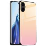 EASSGU Samsung Galaxy A06 (6,7 inç) için uygun kılıf, arka tarafı renk geçişli cam, düşmeye karşı ve çizilmez cep telefonu kılıfı - sarı pembe