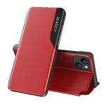 EASSGU Xiaomi Poco F4 için Deri Kılıf, Yan Pencere Çevirmeli Tutucu, PU Deri Telefon Kılıfı, Çizilmeye Dayanıklı Darbeye Dayanıklı Koruyucu Kılıf, Kırmızı