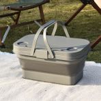 East China Station Açık Piknik Sepeti - Kapaklı Kamp Için Çok Fonksiyonlu El Sepeti Masa - Kutu Plastik Saklama Sepeti Katlama (Yurt Dışından) - 47 * 28.5 * 23.5cm - Gri