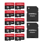 EASTBULL 4 GB 10 Paket Mikro SD Kart, 4 GB SD Kart Paketi Full HD Video 90 MB/s UHS-I U1 Micro SDHC Sınıf 10 Gözetleme Güvenlik Kamerası için (10 Adet ve 2 Adaptör)