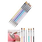 Easy Beauty 6 Adet Nail Art Fırça Seti, Çift Taraflı Akrilik ve Nail Art Fırçası Tırnak Süsleme Desen Seti
