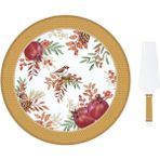 Easy Life Autumn Symphony Porselen Kek Servis Tabağı Ø 32 cm Dilimleyicili