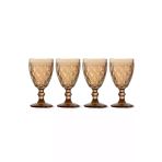 Easy Life Rölyef Süslemeli Amber 400 ml 4'lü Cam Kadeh Seti