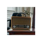 Easy Tedarik Nostaljik Görünümlü USB SD AUX Bluetooth Destekli Solar Panelli Şarjlı + Pilli Radyo RT-834