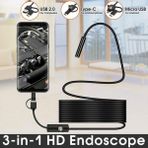 Easy Toptan Endoskop 3 In 1 Yılan Kamera USB Micro USB Type-C 2m Sert Kablo