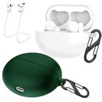easyBee Kılıf [2'li paket] realme Buds Air 3 için 2 karabina kayıp önleyici kayışlar, ultra ince sıvı silikon koruyucu kılıf ve darbeye dayanıklı kulaklık silikon kılıf - beyaz ve koyu yeşil
