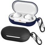 easyBee Kılıf 2'li Paket Sony WF-C500 True Wireless Kulaklık ile Uyumlu, 2 Karabina, Sıvı Silikon Kılıf Ultra İnce Darbeye Dayanıklı Koruyucu Kılıf Bluetooth Kulaklık Çantası - Siyah ve Mavi