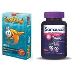 EasyFishoil Omega 3 Limon Portakal Çiğnenebilir 30 Jel Tablet + Sambucol Plus Kids Yummies 60 Çiğnenebilir Tablet