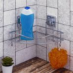 Easyfix Yapışkanlı Banyo Rafı Şampuanlık Kancalı Köşe Rafı Krom