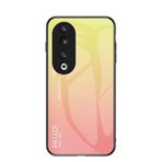 EasyShow Honor 90 için Kılıf Renk Gradyan Temperli Cam Telefon Kılıfı Honor 90 için Kapak (Sarı)