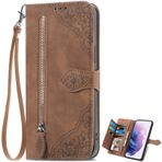 EasyShow Honor Magic6 Pro için Kılıf 3D Baskı Çiçeği, Honor Magic6 Pro Stand Getir Cüzdan Cep Telefonu Kılıfı, Honor Magic6 Pro için Kılıf Kahverengi