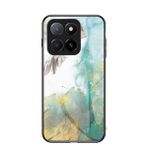 EasyShow Honor X5b Plus/X5b için Mermer Kılıf, Honor X5b Plus/X5b İnce Temperli Cam Arka Kapak TPU Kenar Koruyucu Kılıf Honor X5b Plus/X5b için (Sarı)
