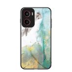 EasyShow Motorola Moto G05 Kılıfları için Mermer Kılıf Gradyan Şeffaf Temperli Cam Kapak Kılıf Motorola Moto G05 ile Uyumlu (Sarı)