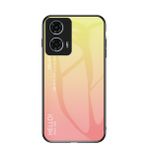 EasyShow Motorola Moto G24 Power için Kılıf Renkli Gradyan Temperli Cam Telefon Kılıfı Kapak Motorola Moto G24 Power (Sarı)