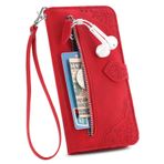 EasyShow Motorola Moto G53 için Kılıf 3D Baskı Çiçeği, Motorola Moto G53 Stand Getir Cüzdan Cep Telefonu Kılıfı, Motorola Moto G53 için Kılıf - Kırmızı