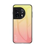 EasyShow OnePlus 11 Kılıf Renk Gradyan Temperli Cam Telefon Kılıfı OnePlus 11 için Kapak (Sarı)