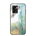 EasyShow OnePlus Nord N300 için Mermer Kılıf, OnePlus Nord N300 İnce Temperli Cam Arka Kapak TPU Kenar Koruyucu Kılıf OnePlus Nord N300 için (Sarı)