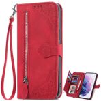 EasyShow Oukitel C57 3D Baskı Çiçeği için Kılıf, Oukitel C57 Stand Getir Cüzdan Cep Telefonu Kılıfı, Oukitel C57 için Kılıf - Kırmızı