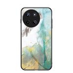 EasyShow Realme 11 için Mermer Kılıf, Realme 11 İnce Temperli Cam Arka Kapak TPU Kenarlı Koruyucu Kılıf Realme 11 için (Sarı)
