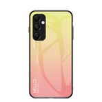 EasyShow Samsung Galaxy A35 için Kılıf Renkli Gradyan Temperli Cam Telefon Kılıfı Kapak Samsung Galaxy A35 (Sarı)