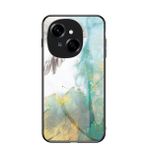 EasyShow Tecno Spark Go 1 için Mermer Kılıf, Tecno Spark Go 1 İnce Temperli Cam Arka Kapak TPU Kenar Koruyucu Kılıf Tecno Spark Go 1 için (Sarı)
