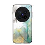 EasyShow vivo X200 Pro için Mermer Kılıf Gradyan Şeffaf Temperli Cam Kapak Kılıf vivo X200 Pro ile Uyumlu (Sarı)