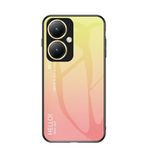 EasyShow Vivo Y27 için Kılıf Renkli Gradyan Temperli Cam Telefon Kılıfı Vivo Y27 için Kapak (Sarı)