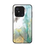 EasyShow Xiaomi Redmi 12C için Mermer Kılıf, Xiaomi Redmi 12C İnce Temperli Cam Arka Kapak TPU Kenar Koruyucu Kılıf Xiaomi Redmi 12C için (Sarı)