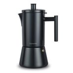 Easyworkz Diego Ocak Üstü Espresso Makinesi Paslanmaz Çelik İtalyan Kahve Makinesi Üreticisi 6 Fincan 300 ml Moka Pot İndüksiyon Espresso Pot - Mat Siyah