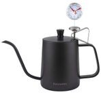 Easyworkz Gage Kaz Boynu Dökün Kahve Su Isıtıcısı Termometreli 600ml Paslanmaz Çelik Uzun Dar Ağızlı El Damlama Kahve Demliği