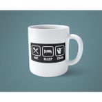 Eat Sleep Csgo Baskılı Kahve Kupası - Beyaz - 199 ml