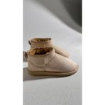 Eataly Shoes Ultra Mini Bej Süet Içi Tüylü Düz Taban Bilekte Bot