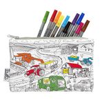 eatsleepdoodle Eğitici Renkli Araba ve Traktörler Yıkanabilir Kalem Kutusu - Kendi Kalem Kutunuzu Renklendirin ve Kazıcılar, İtfaiye Kamyonları, Karavanlar ve Vinçler Hakkında Bilgi Edin!