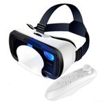 Eawfgtuw 5-7 İnç Akıllı Telefonlar için Kontrolörlü Ayarlanabilir VR Kulaklık, Göz Koruma Teknolojisine Sahip 3D Sanal Gerçeklik Gözlükleri, Sürükleyici Oyun ve Film Deneyimi (Beyaz)