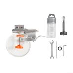 Eawfgtuw Ayarlanabilir Metal Gizli Menteşe Delme Jig Cihazı 9-28mm Kalınlık Ahşap Tahta Kelepçesi Ağaç İşleme Alet Kiti Matkap Ucu Stoper Freze Kesici Mobilya Kapı Pencere Kurulumu için