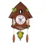 Eawfgtuw Dekoratif Duvara Monte Guguklu Sarkaçlı Saat, 42X26x10 cm Sanatsal Ev Tasarımı Pille Çalışır Oturma Odası Ofis Yatak Odası için (Kahverengi)