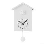 Eawfgtuw Guguklu Saat, Chimer Minimalist, Guguklu Ses Saati, Kuş Evi Akülü Guguklu Duvar Saati, Duvar Sanatı Ofis Dekorasyonu için (Beyaz)