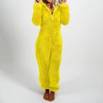 Eawfgtuw Kadın for POLAR Kapüşonlu Tulum Rahat Kışlık Pijama Tek Parça Ev Giyimi Yumuşak Flanel Tulum Sıcak Tutan Pijama Rahat Ev Giyimi Gecelik (XL Sarı)