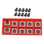 Eawfgtuw Karbür ekler 10 paket 14x14x2mm kare kesiciler ağaç İşleme Spiral planya kafa 4 kenarları 30 derece kesme açısı parke yumuşak ağaç HDF MDF kontrplak Sunta