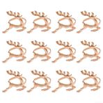 Eawfgtuw Noel Peçete Halkaları İçin Sıcak ve Neşeli, Elk Metal Ev Dekoru, 12 Parça Set (pembe altın)