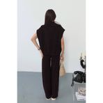 eBaa fashıon TAŞLI KOLSUZ LASTİKLİ YELEK PANTOLON ALT ÜST TAKIM
