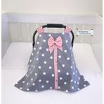 Ebabynest Big Star Serisi Koyu Gri Yıldız Pudra Kombin Puset Örtüsü - 0 - 13 kg - Renkli