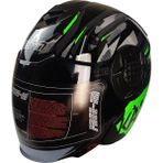 Ebakbak Motosiklet Yarım Kask Double Güneş Vizörlü Ece Sertifikalı Abs Material Motor Kaskı Green Arrow - XL