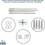 Ebal Oto Renault Megane 2 Krom Aksesuar Seti 4 Parça (Kapı Kolu+Iç Kapı Kolu Çerçeve+Ön Panjur+Cam Çıtası) - Gümüş