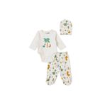 ebebek Hello Baby HelloBaby Erkek Bebek Body-Alt-Şapka Hayvan Baskılı Çıtçıtlı Bisiklet Yaka Long Sleeve Patikli