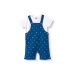 ebebek Hello Baby HelloBaby Erkek Bebek Salopet-Tişört Marin Baskılı Düğmeli Bebe Yaka Kısa Kol Reçme